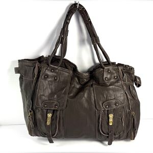 Ellen Tracy Dark Brown Leather Tote